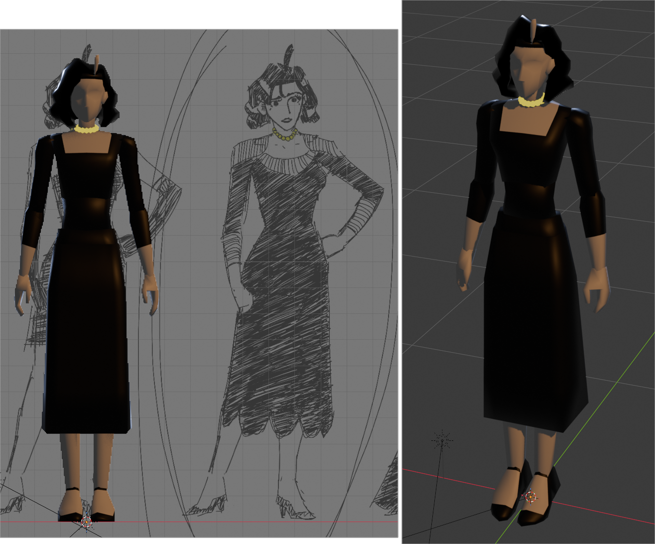 Fig. 2; Jerry in her current glory! smooth-shaded and colour-blocked.